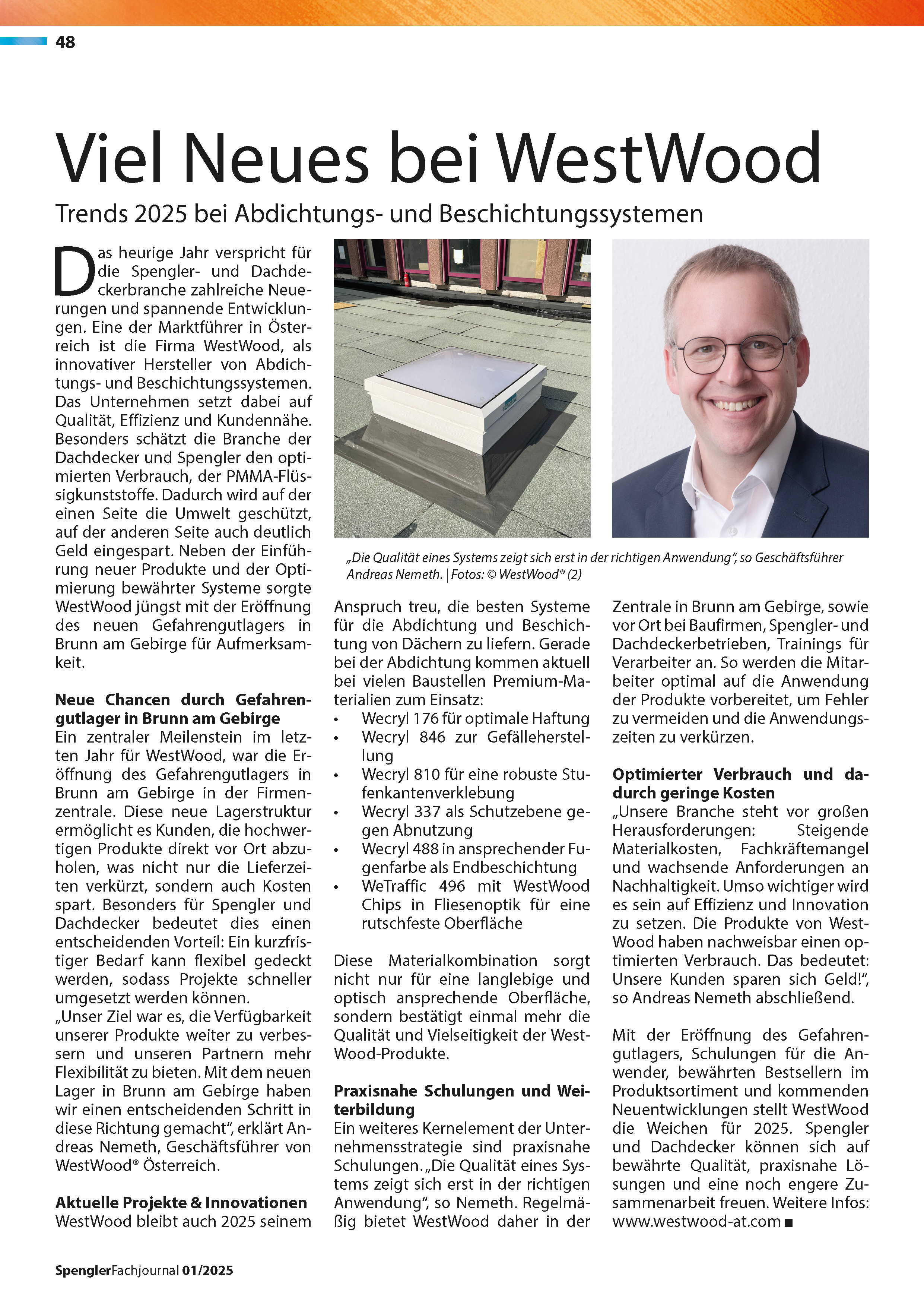 WestWood im Spengler Fachjournal 01/25